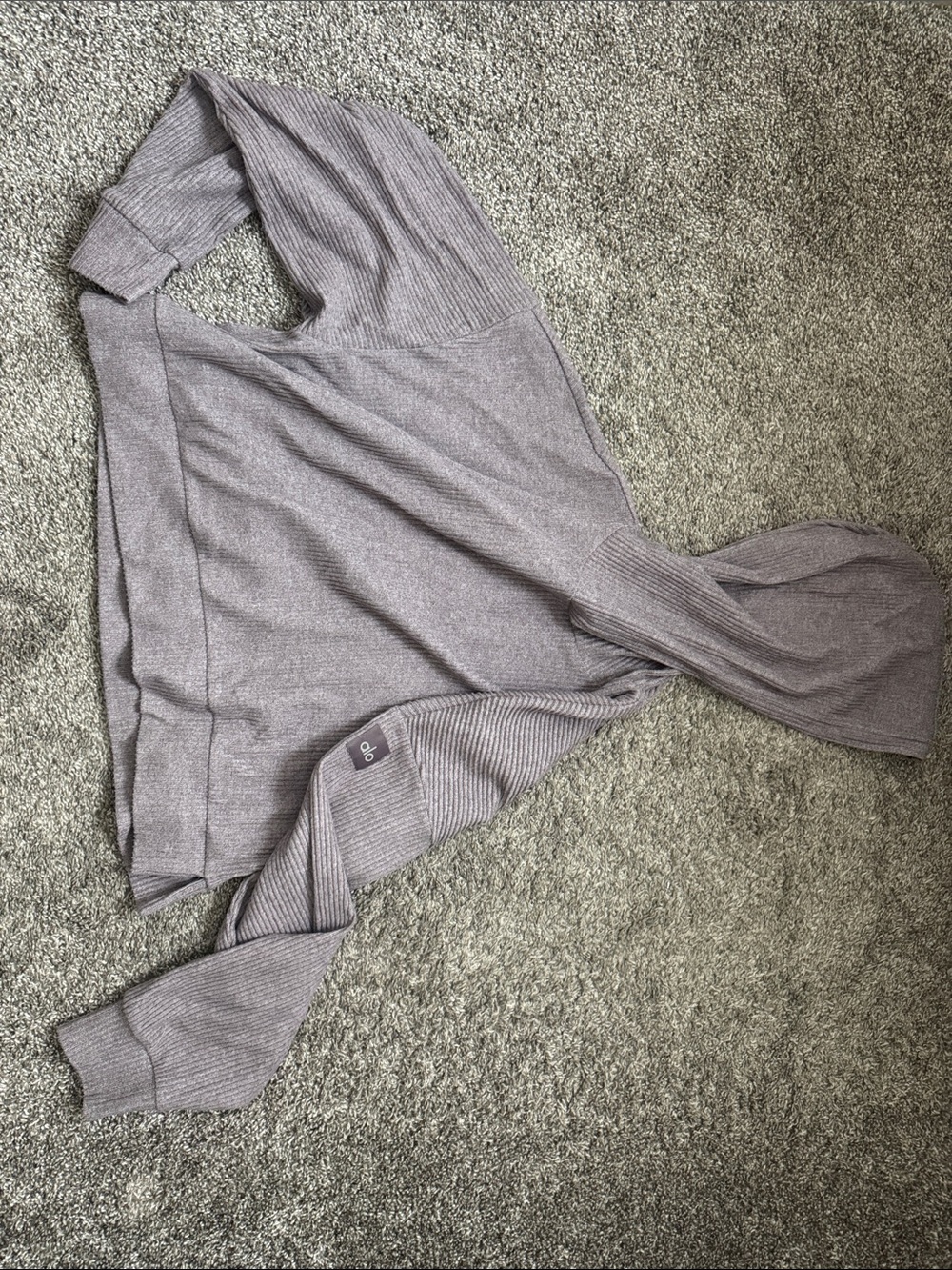 Cozy Lavender Rib-Trim V-Neck Sweater